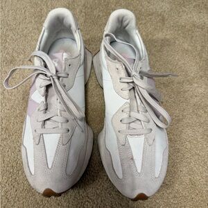 New Balance Women's Low-Profile Sneakers in Light Pink and White 327